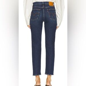 Levi’s Wedgie Straight Blue Jeans, Button Fly, Indigo Blue, 26 28 24”